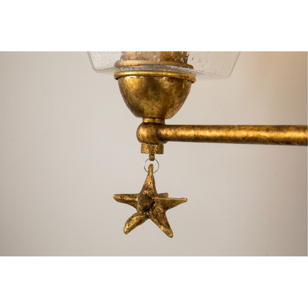 Star 3 Light 22 inch Gold leaf Bath Light Wall Light in Gold Leaf with Antique